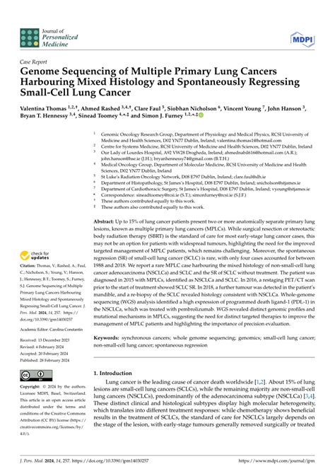 Pdf Genome Sequencing Of Multiple Primary Lung Cancers Harbouring