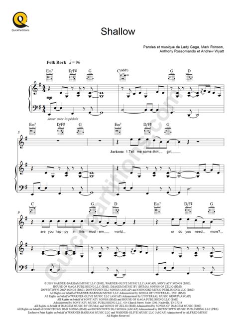 Shallow A Star Is Born Piano Sheet Music From Lady Gaga