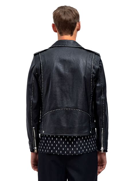 Saint Laurent Mens Studded Leather Biker Jacket In Black For Men Lyst