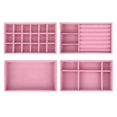 Jewelry Trays Organizer Set Of Velvet Stackable Jewellery Drawer