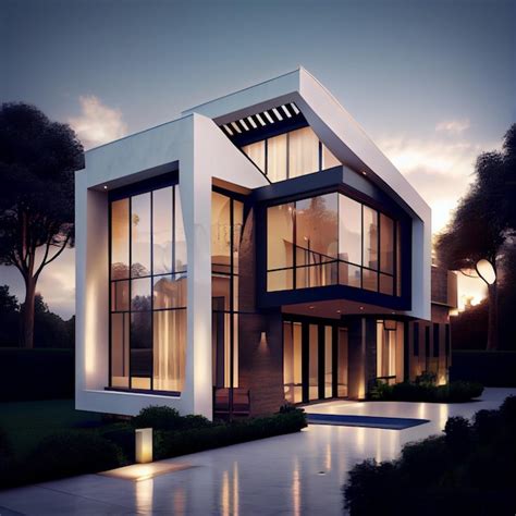 Premium Photo | Luxury house with modern architecture 3d render