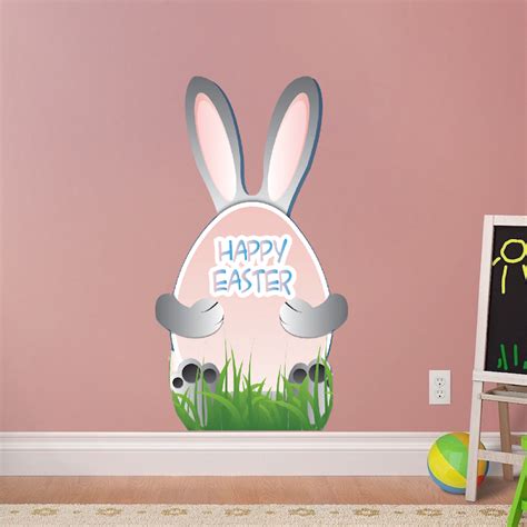 Cute Happy Easter Bunny Decal Mural Easter Living Room Wall Stickers