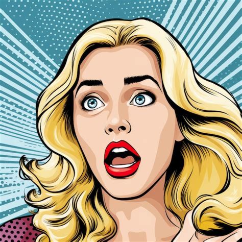 Premium Photo Blonde Woman Surprised Pop Art Comic Illustration