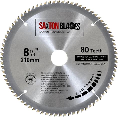 Saxton TCT Lama Per Sega Circolare Per Legno 210 Mm X 30 Mm 80 Denti