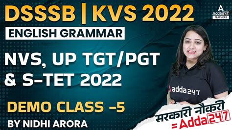 DSSSB KVS NVS UP TGT PGT 2022 English English Grammar Demo