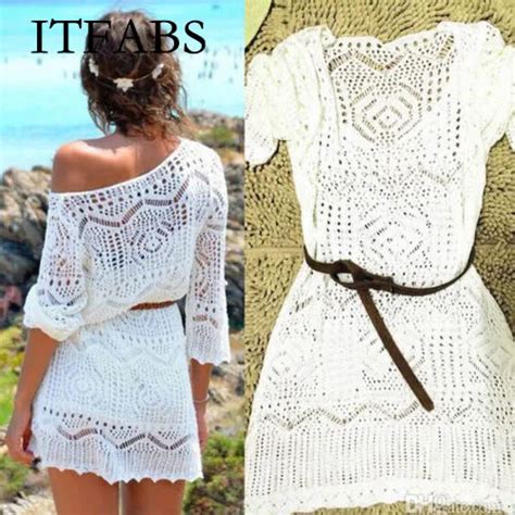 Itfabs 2019 Summer Women Lace Crochet Bikini Cover Up Swimwear Bathing