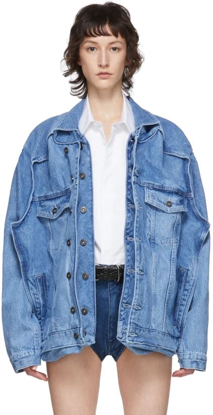 Y Project Ssense Exclusive Blue Denim Pop Up Jacket Ssense Long