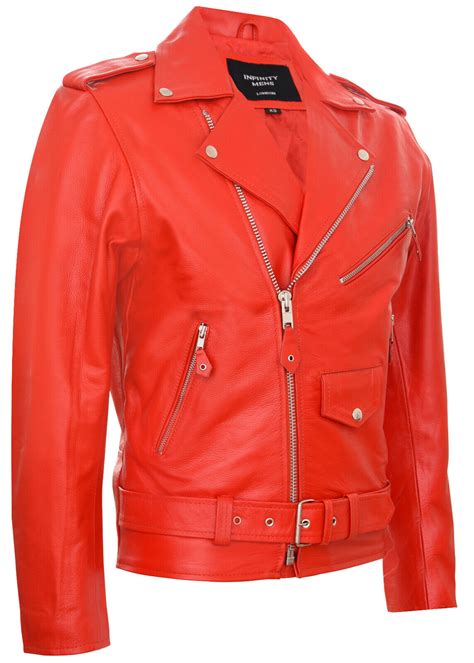 Hombre Elegante Brando Informal Rojo Chaqueta De Cuero Estilo Motero EBay