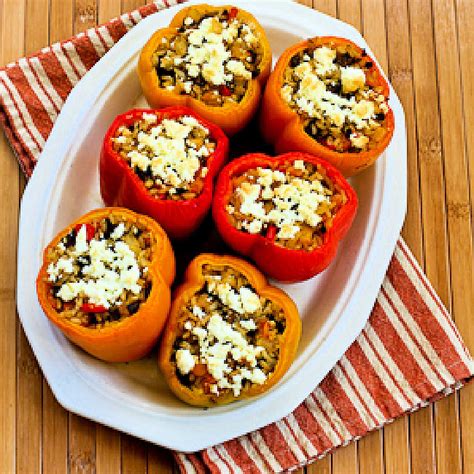 Vegetarian Stuffed Peppers With Mushrooms And Feta Kalyns Kitchen