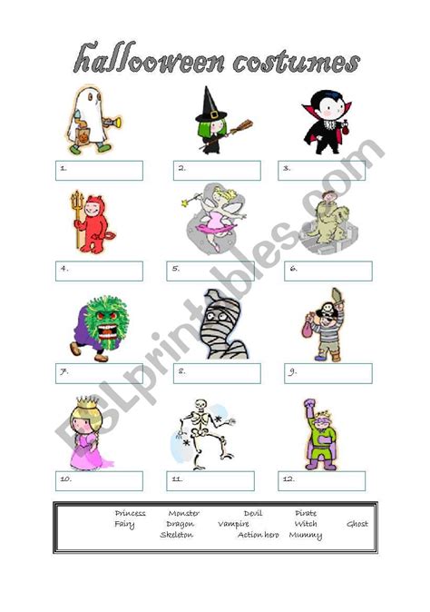 Halloween Costumes Esl Worksheet By Vanessa G L