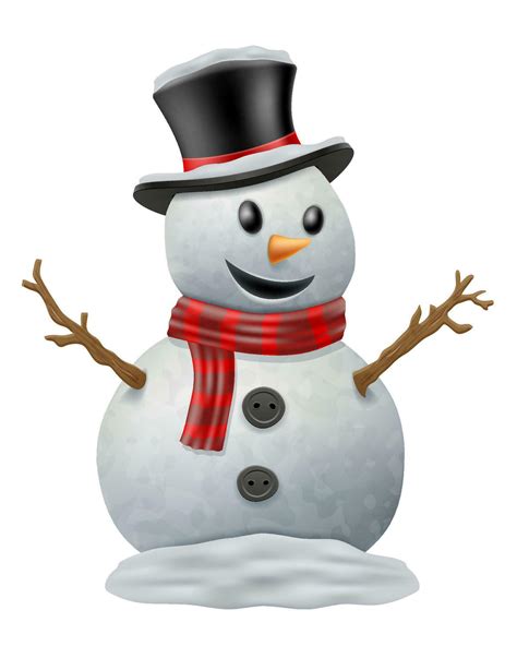 Christmas Winter Snowman Made Of Big Snowballs Vector Illustration