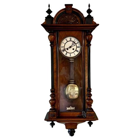 Stunning Quality Antique Victorian Walnut Vienna Wall Clock For Sale At