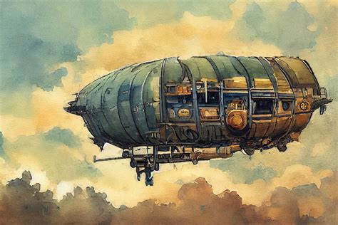 Steampunk flying ship, 12 Painting by AM FineArtPrints - Pixels