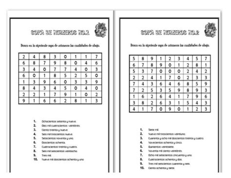 Sopa De Letras De Numeros Del 1 Al 10 Para Formar El Resto De Los N Meros Simplemente Escribe