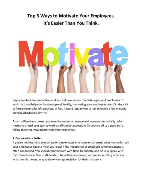 Top 5 Ways To Motivate Your Employees Its Easier Than You Think