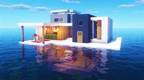 Minecraft Tutorial How To Make A Modern House On The Water With A