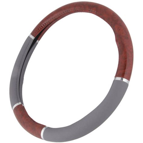 BDK Dark Wood Grain Steering Wheel Cover For Car SUV Van Premium Syn