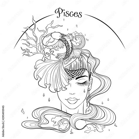 Zodiac Vector Illustration Of The Astrological Sign Of Pisces As A