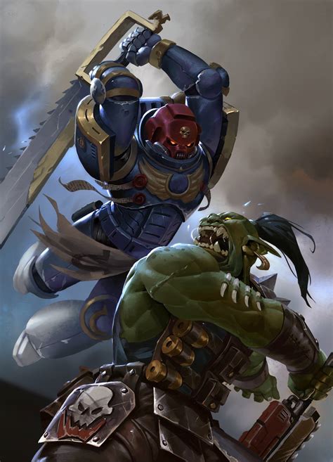 Space Marine Vs Ork Art By Timur Shevtsov 40K Gallery