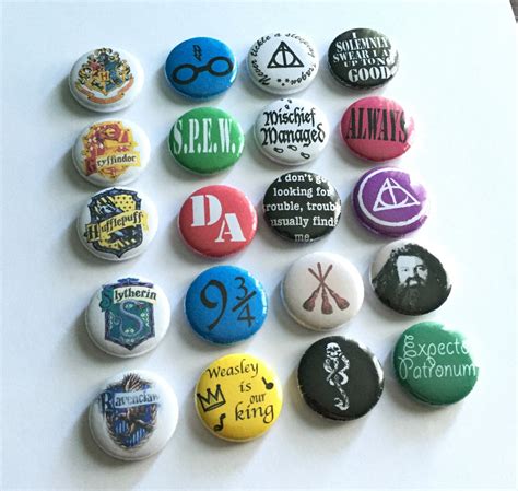 Harry Potter Badges Pinback Buttons Set Of 20 Mischeif