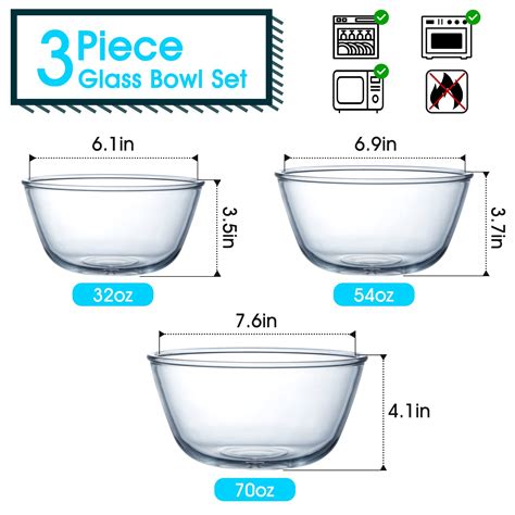 Snapklik Nutriups Piece Glass Mixing Bowl Set Clear Prepare