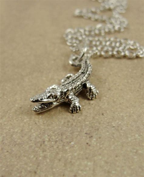 Tiny Alligator Or Crocodile Necklace Silver Alligator Charm Etsy