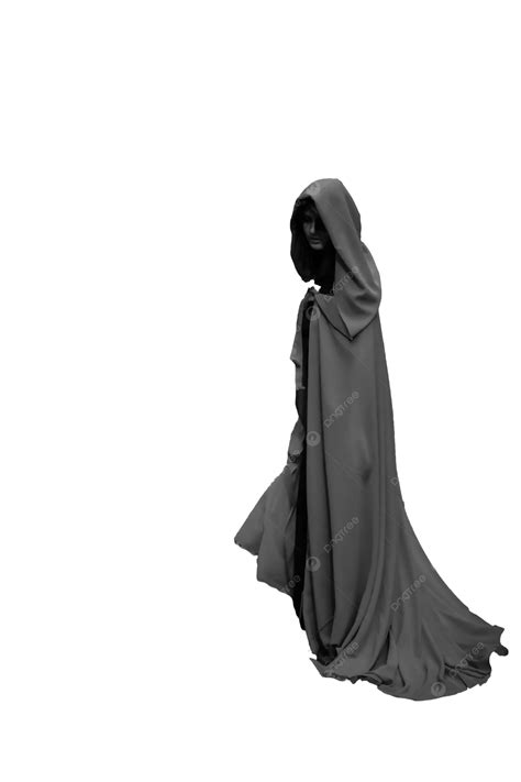 A Halloween Idea A Witch Dressed In A Black Robe Fun Isolated Young