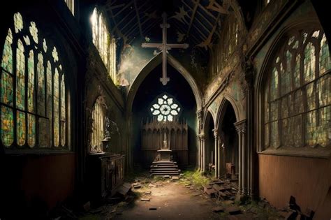 Premium Photo | Inside old abandoned church everything has fallen into ...