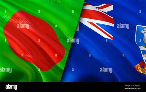 Bangladesh And Falkland Islands Flags 3D Waving Flag Design