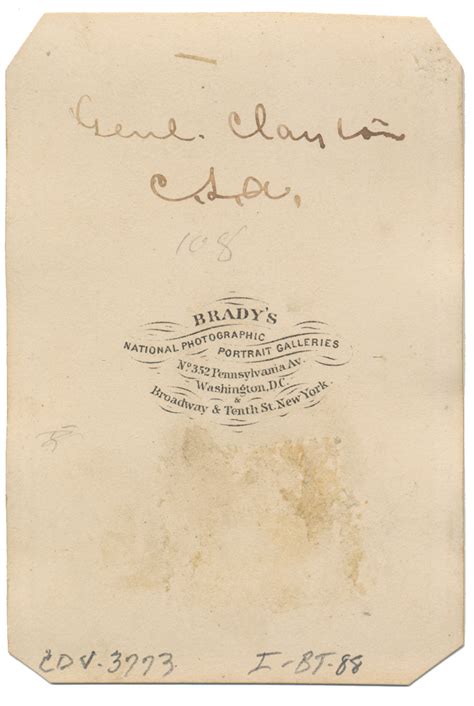 Cdv Of Confederate General Henry D Clayton By Brady — Horse Soldier