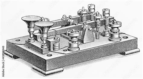 Vintage drawing of a Morse code double button machine Stock Photo ...