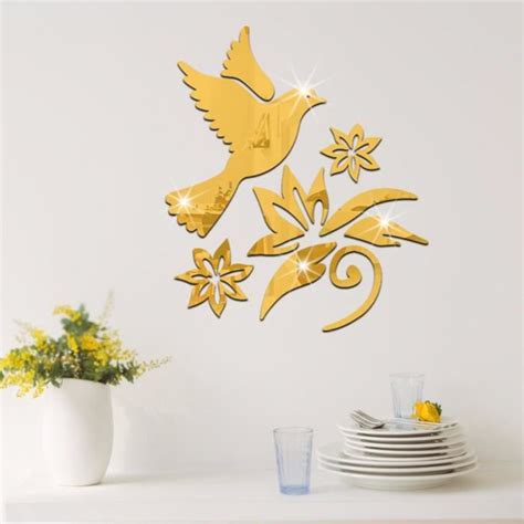 Tempsa Pcs D Sticker Miroir Mural Adh Sif Or Cdiscount Maison