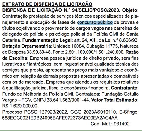 Concurso PC SC FGV é definida como banca Confira Planeje e Passe