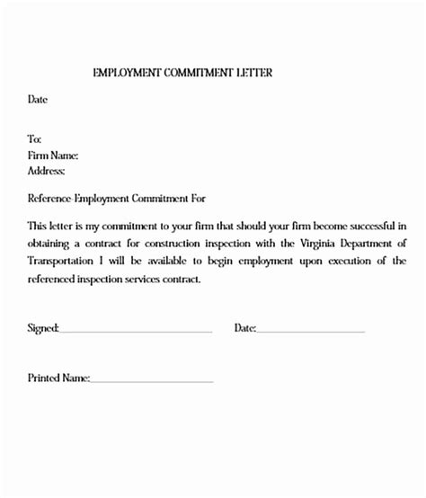 Commitment Letter Templates Commitment Letter Pdf Sample Wri