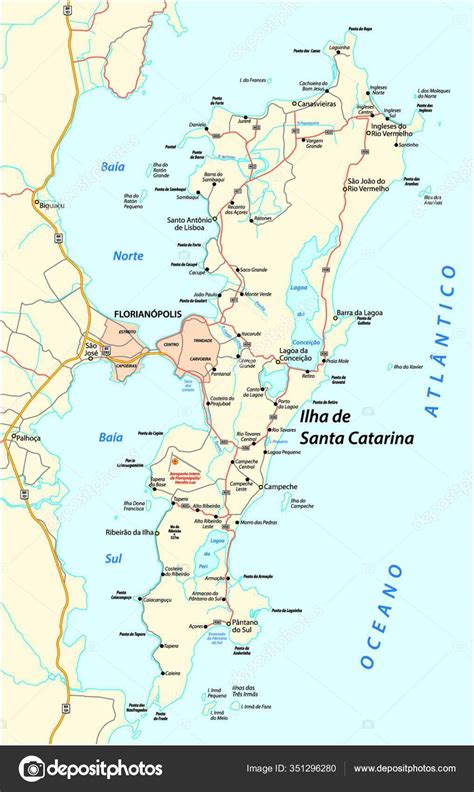 Mapa Vectorial Detallado Isla Brasileña Santa Catarina Santa Catarina