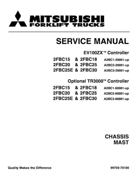 Mitsubishi 2fbc15 2fbc18 2fbc20 Forklift Service Manual