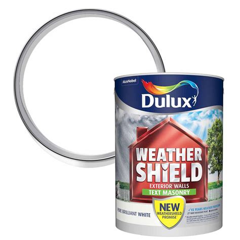 Dulux Weathershield Pure Brilliant White Textured Masonry Paint L Wilko