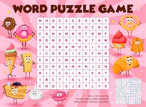 Premium Vector Cartoon Candies Sweet Desserts Word Search Puzzle