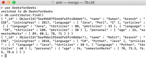 MongoDB Sort Modifier GeeksforGeeks