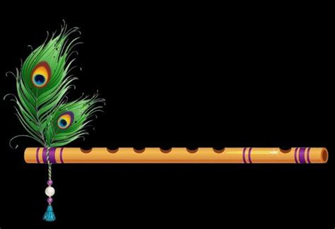 Krishna Flute Clipart Vector Krishna Flute With Feather Peacock Feather