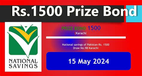 Rs 1500 Prize Bond List 15 May 2024 Draw 98 Karachi Result Check