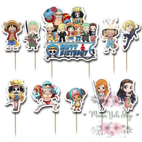 Jual Topper Cake Hiasan Kue Ulang Tahun Anak Motif One Piece Chibi