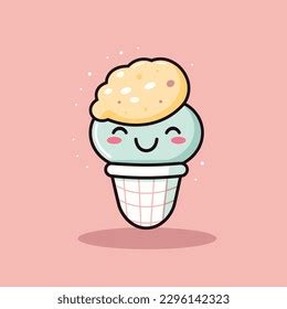 Cute Kawaii Ice Cream Chibi Mascot Stock Vector Royalty Free