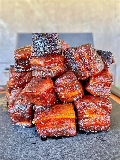 Hot Honey Smoked Pork Belly Burnt Ends Grill Nation Recipes