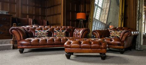 F50 1380 TETRAD OSKAR CHESTERFIELD TAN LEATHER 3 PIECE SUITE GRAND SOFA