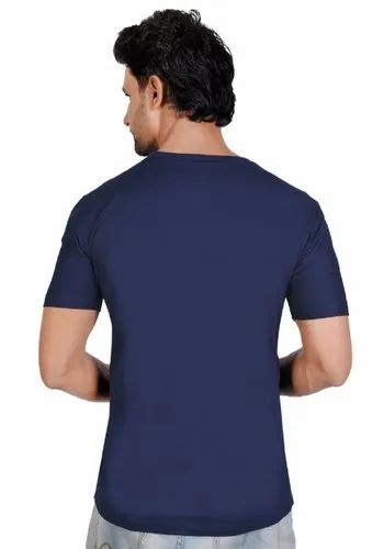 Half Sleeve Blue Cotton Round Neck Men T Shirts Size M L And Xl At Rs