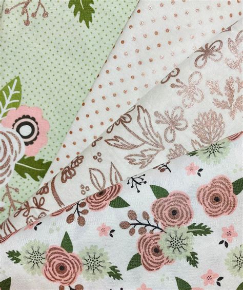 Riley Blake Green And Pink Floral Bundle Cotton Quilt Fabric Etsy