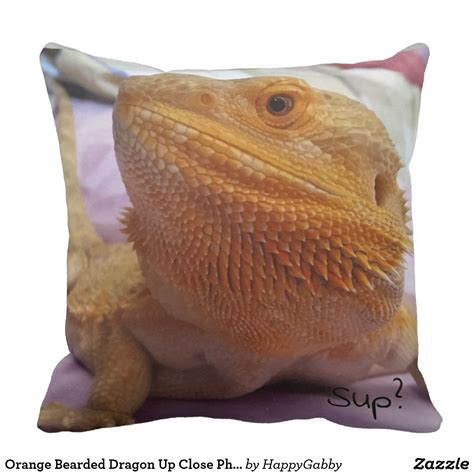 Orange Bearded Dragon Up Close Photo Design Fun Throw Pillow Zazzle