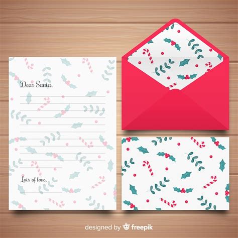 Set De Carta Y Sobres Navide Os Para Santa Claus Descargar Vectores