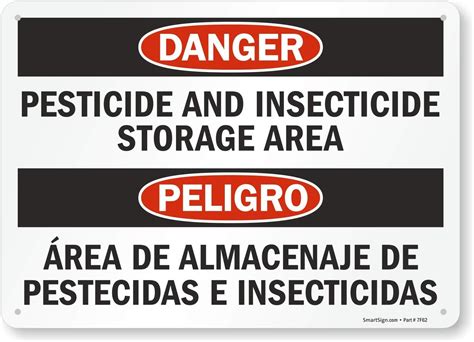 Smartsign S 2857 Pl 14 Danger Pesticide And Insecticide Storage Area Bilingual Sign 10 X